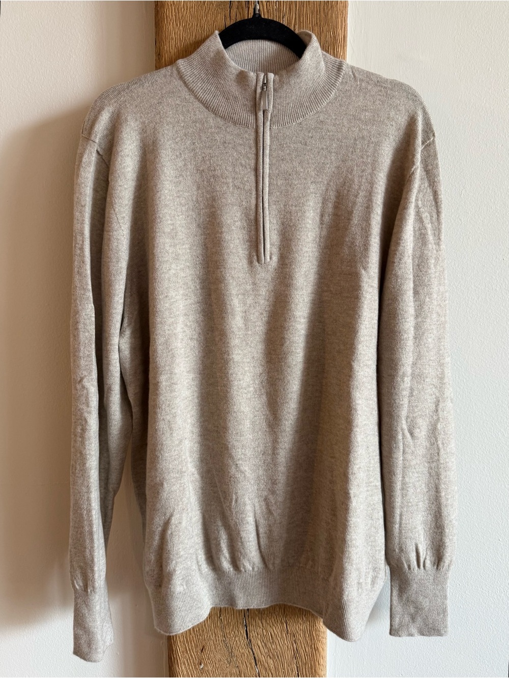 Hawico 100% Cashmere Quarter Zip Sweater - Tan/Beige XL